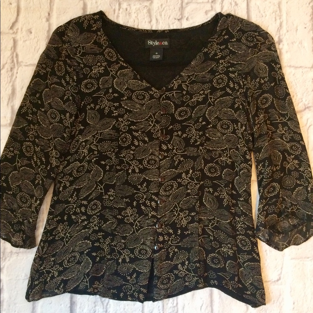 Style & CO 3/4 Sleeve Blouse Size 10